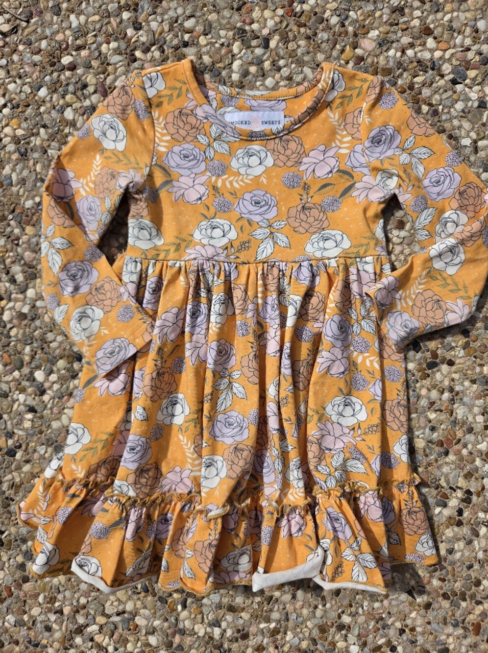 Smocked Sweets Dress Size 4 Youth Orange With Floral Rose Print